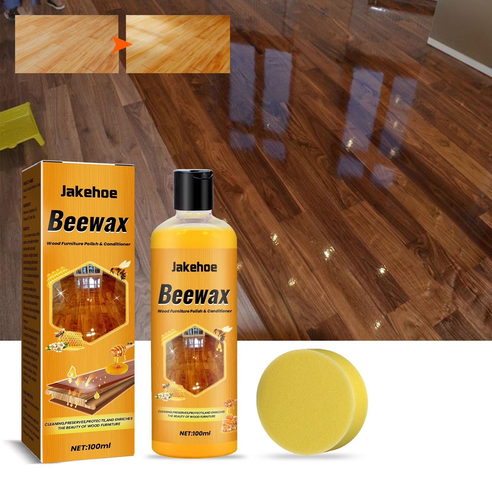 Wood Floor Cleaner & Polish - Removes Stains, Smooths Scratches, Restores Shine