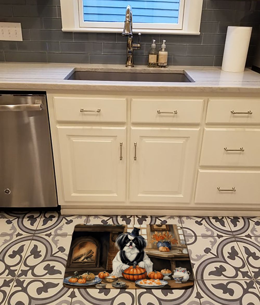 Japanese Chin and Pumpkins Cushioned Floor Mat
