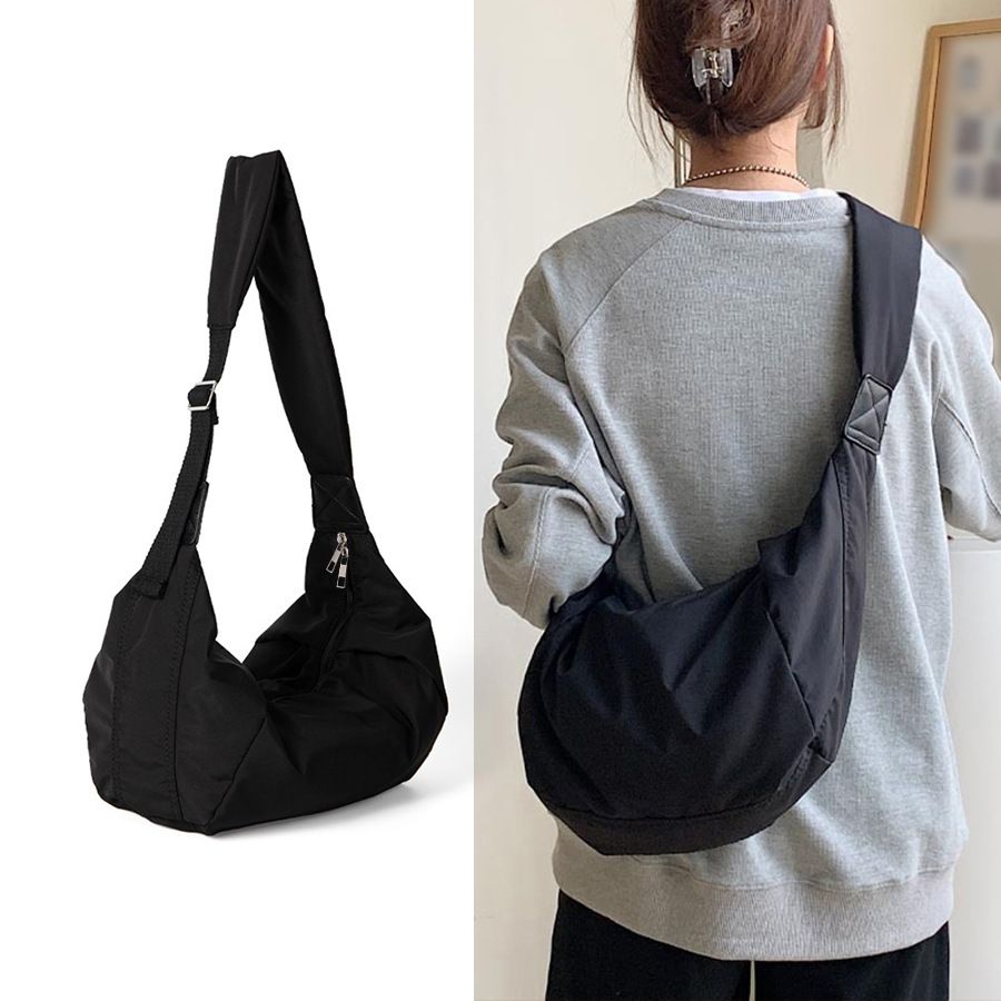 Minimalist Crescent Crossbody Bag with Wide Adjustable Strap