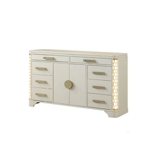 Jasmine Dresser with Gold Accents and Corner Lighting
