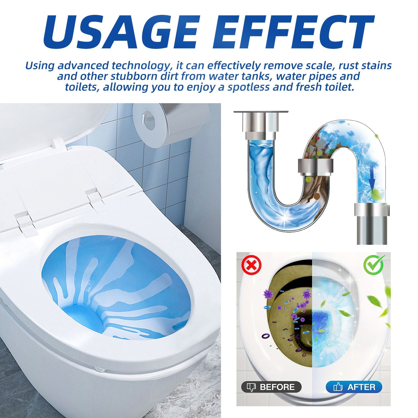 Automatic Toilet Bowl Cleaner Tablets - Descaling & Deodorizing Fresh Scent