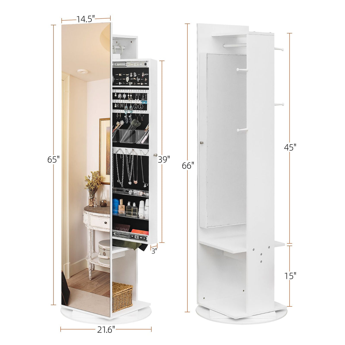 Freestanding Jewelry Armoire and Dressing Station