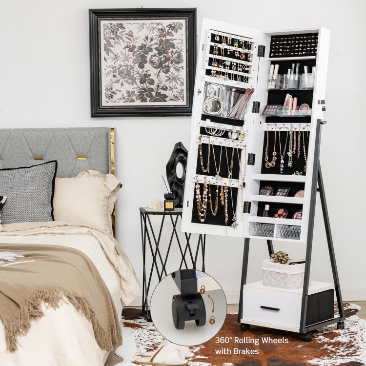 Full-Length Mirror Jewelry Cabinet – Space-Saving Storage