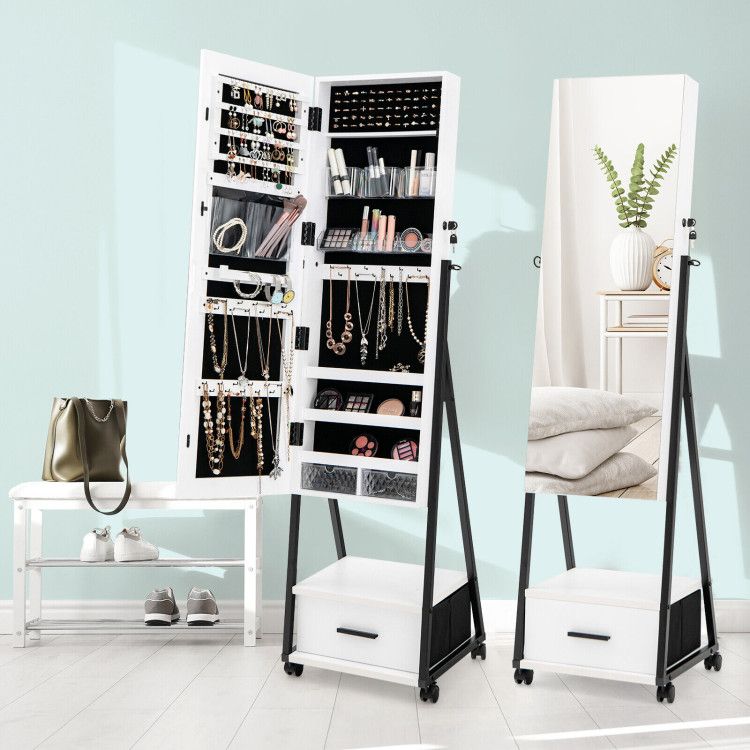 Full-Length Mirror Jewelry Cabinet – Space-Saving Storage