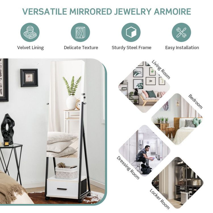 Full-Length Mirror Jewelry Cabinet – Space-Saving Storage