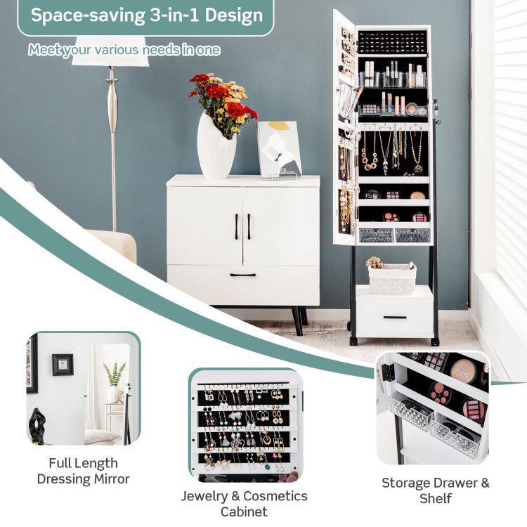Full-Length Mirror Jewelry Cabinet – Space-Saving Storage
