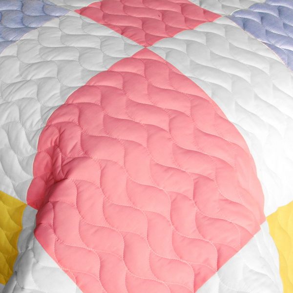 3PC Vermicelli-Quilted Patchwork Quilt Set - Full/Queen