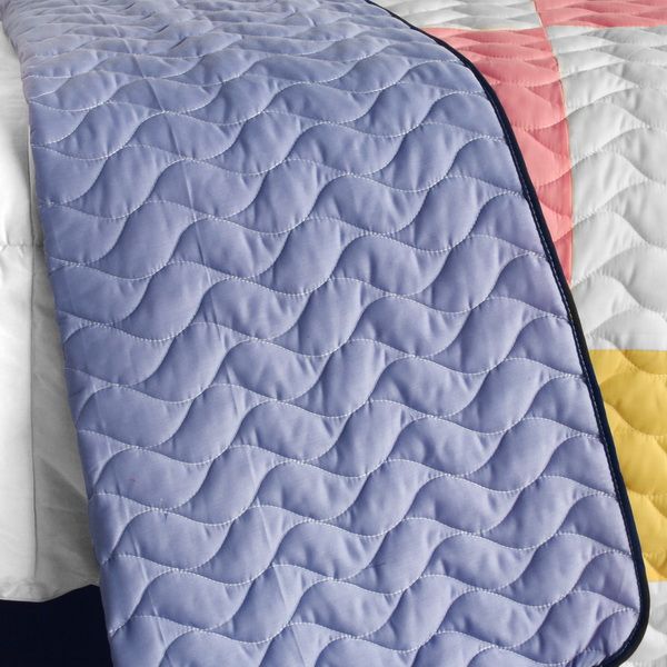 3PC Vermicelli-Quilted Patchwork Quilt Set - Full/Queen