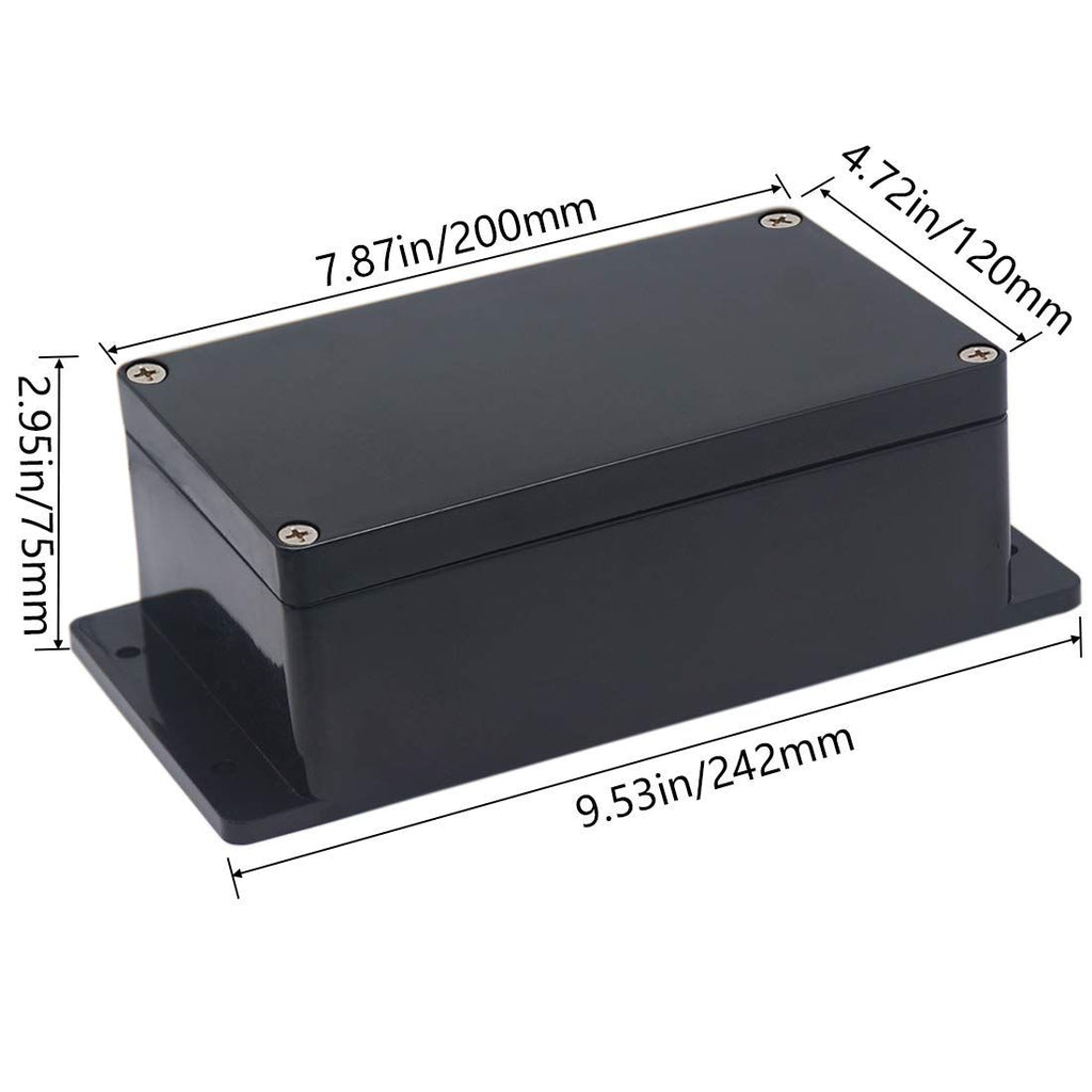 Black Electrical Junction Box with Fixed-Ear Mounting
