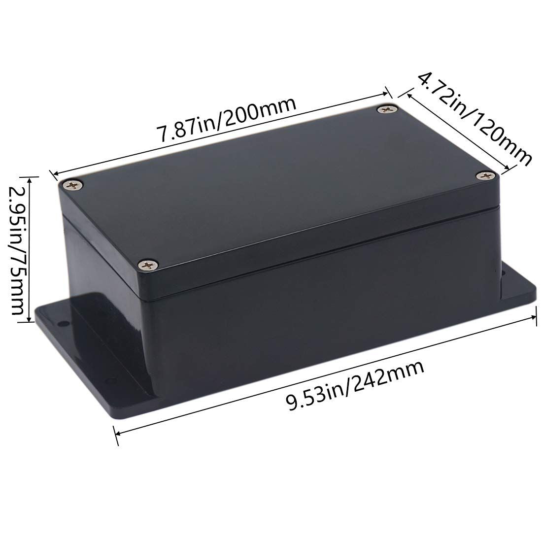 Black Electrical Junction Box with Fixed-Ear Mounting