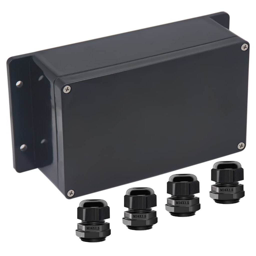 Black Electrical Junction Box with Fixed-Ear Mounting