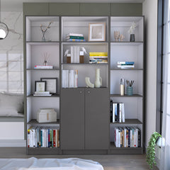 Versatile Storage Bookcase Set with Open and Closed Shelving