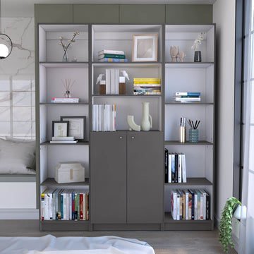 Versatile Storage Bookcase Set with Open and Closed Shelving