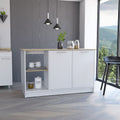 Juniper Kitchen Island with Wide Prep Table, Double Door Cabinet and 2 Open Storage