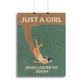 Just a Girl Who Loves to Swim Green Wall Art