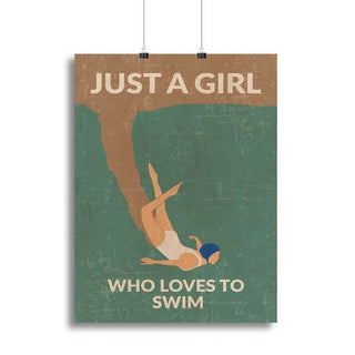 Just a Girl Who Loves to Swim Green Wall Art