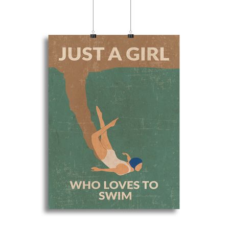 Just a Girl Who Loves to Swim Green Wall Art