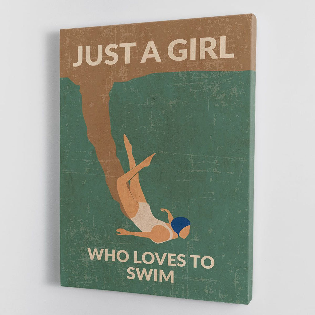 Just a Girl Who Loves to Swim Green Wall Art