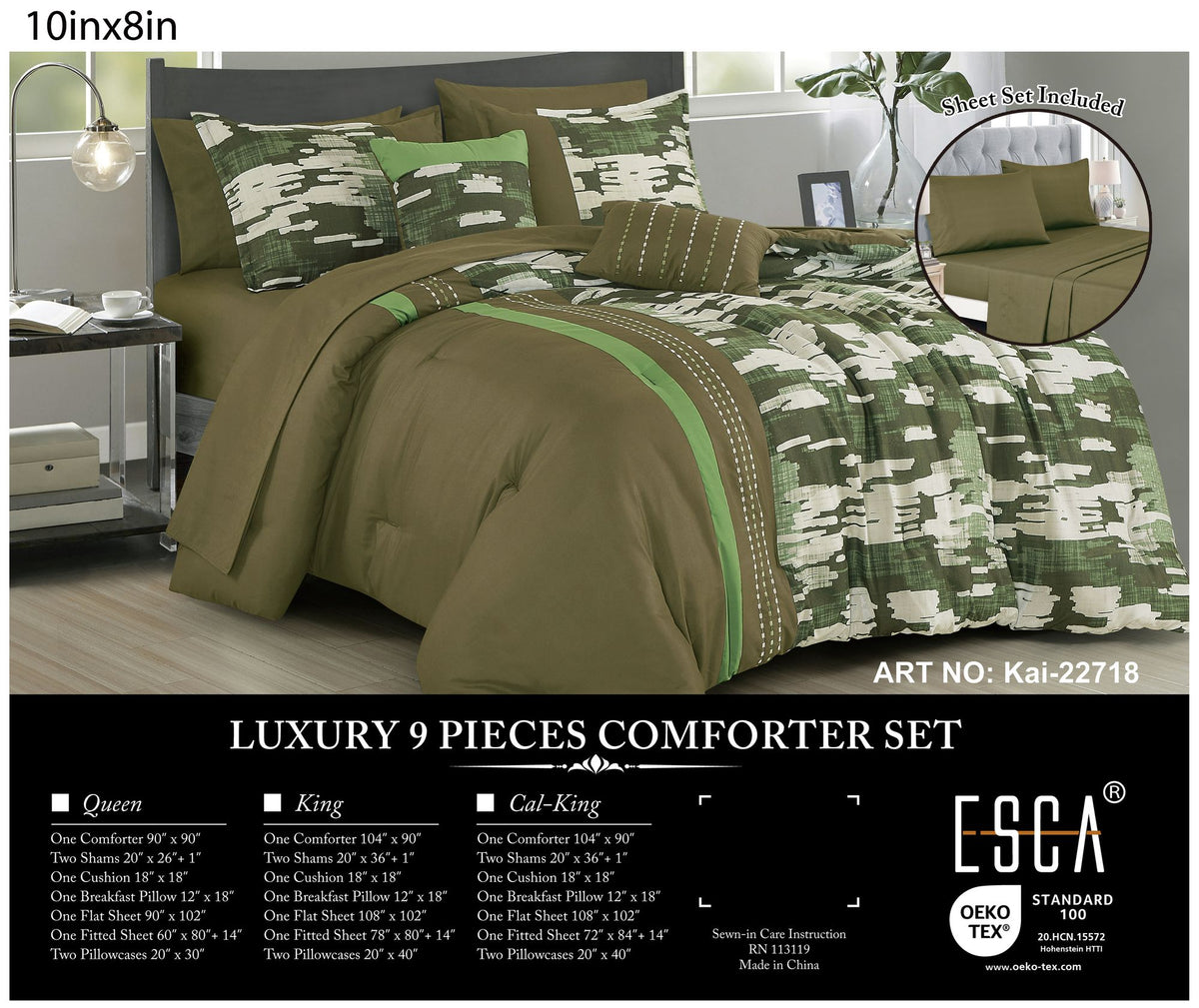 Kai Modern Motif Nine-Piece Comforter Set