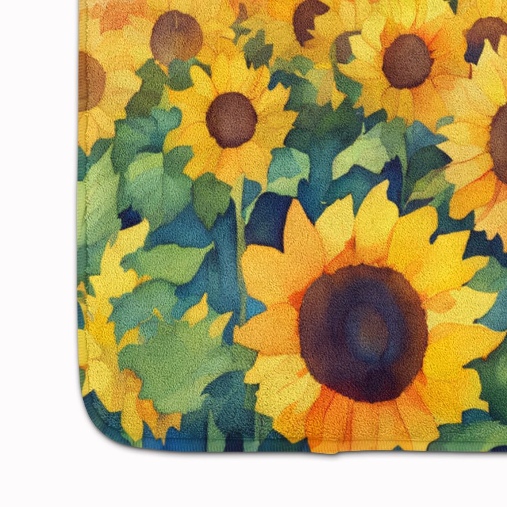 Watercolor Kansas Sunflowers Kitchen and Bath Mat