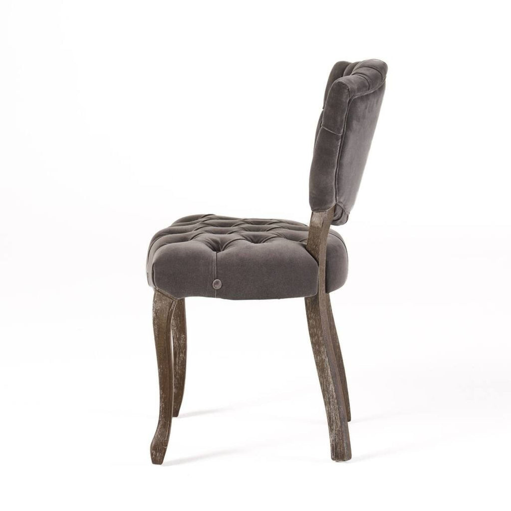 European Design Tufted Velvet Chairs with Hand-Carved Legs – Set of 2
