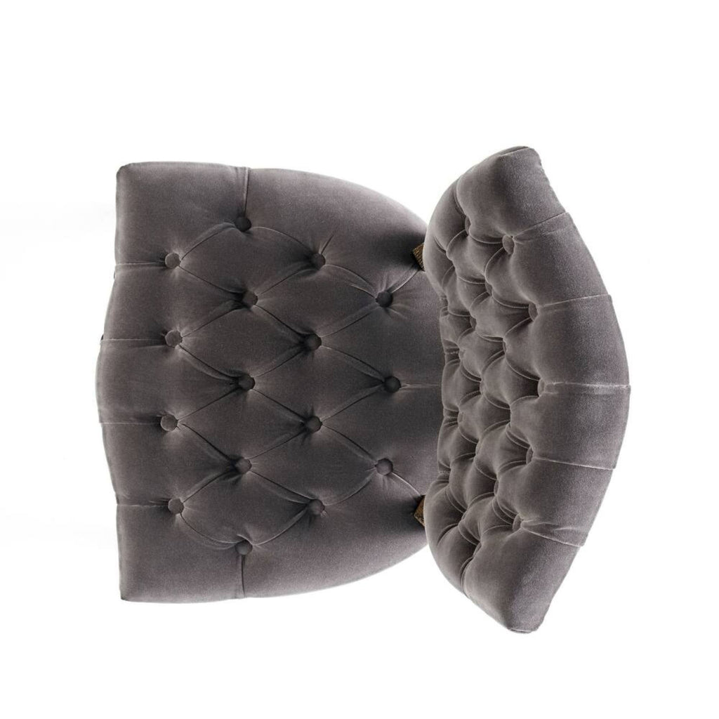 European Design Tufted Velvet Chairs with Hand-Carved Legs – Set of 2