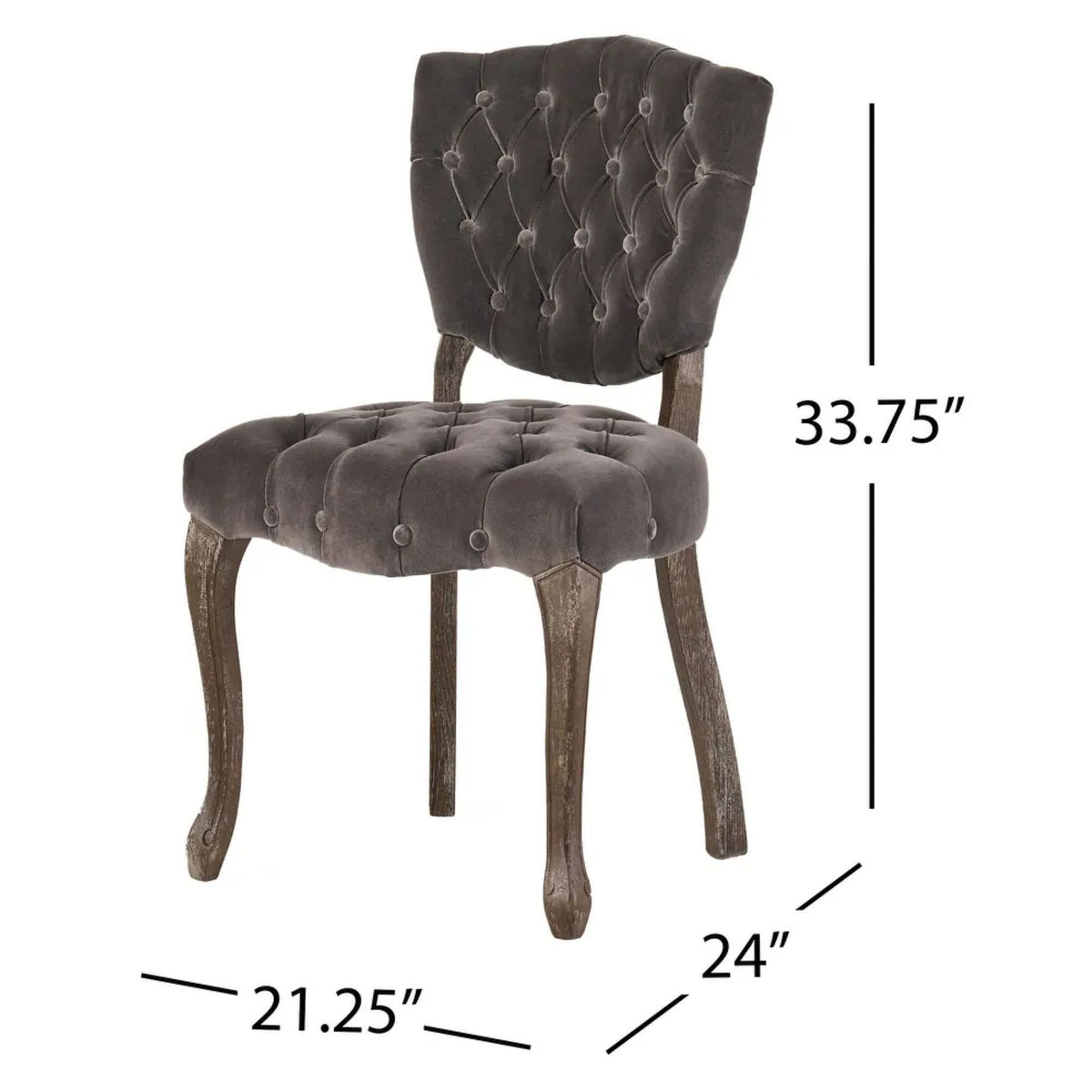 European Design Tufted Velvet Chairs with Hand-Carved Legs – Set of 2