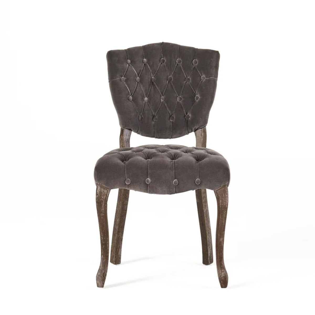 European Design Tufted Velvet Chairs with Hand-Carved Legs – Set of 2