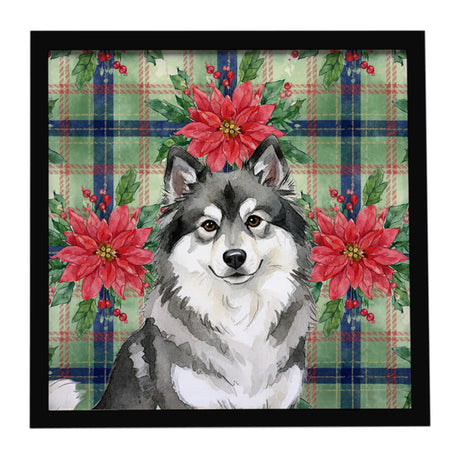 Keeshond Christmas Poinsettias Framed Wall Art