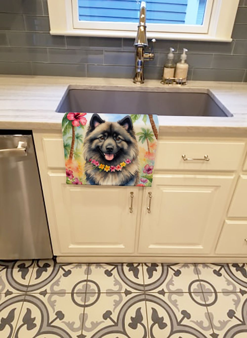 Keeshond Luau Decorative Kitchen Towel