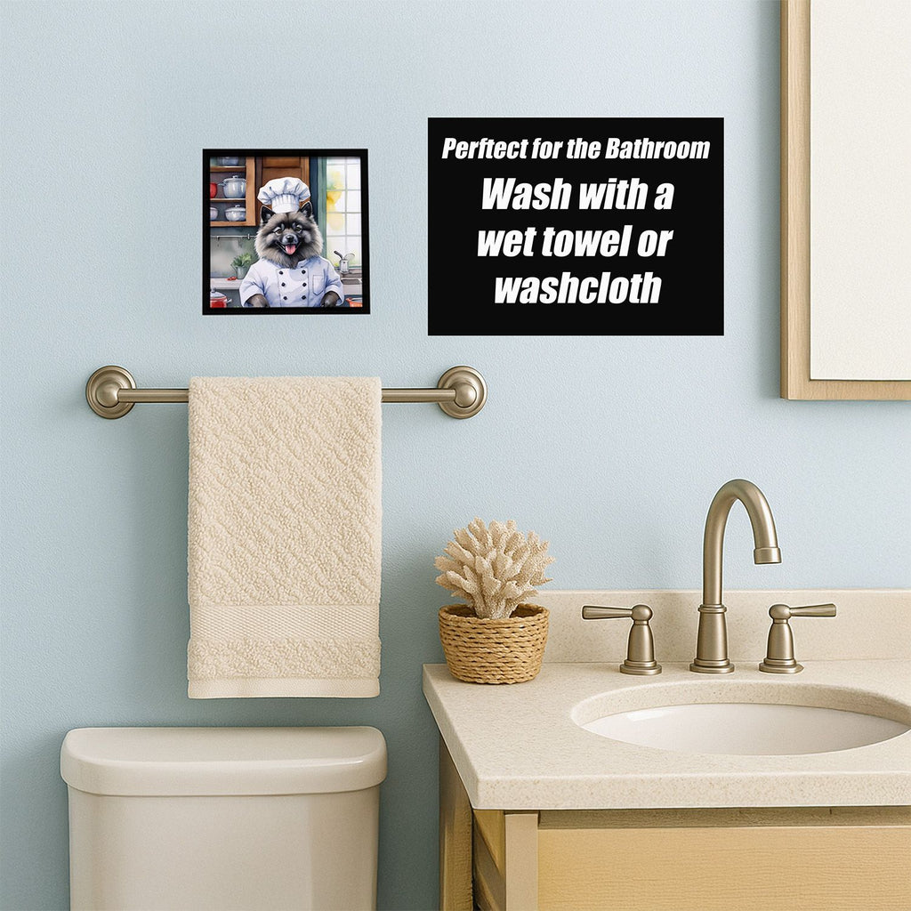 Keeshond The Chef Framed Metal Print Wall Art - Square