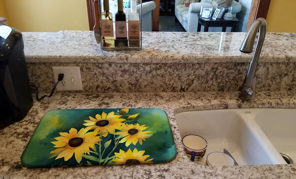 Kentucky Goldenrod Watercolor Dish Drying Mat