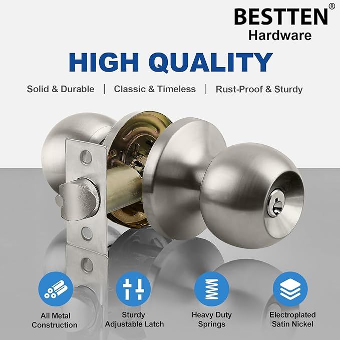 Standard Ball Interior Door Knob with Keyed Entry