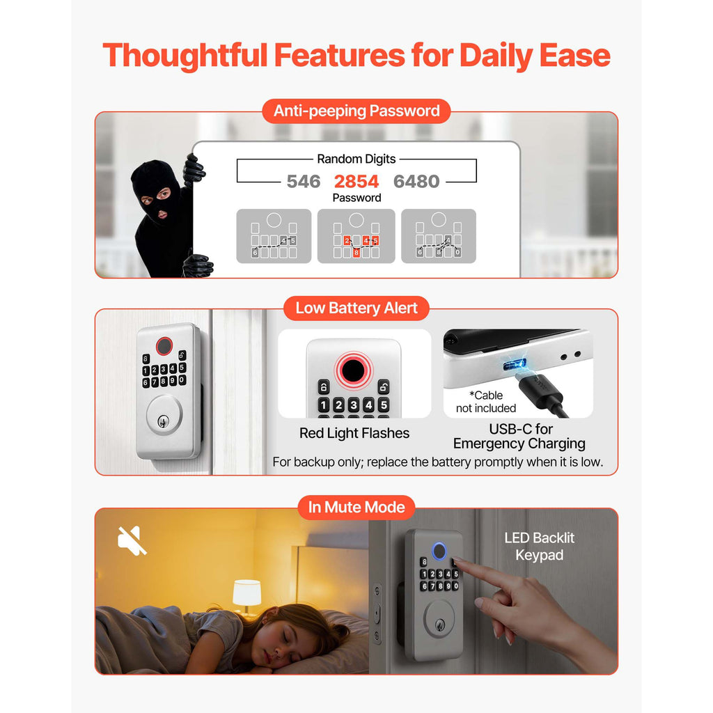 Keyless Electronic Deadbolt with Custom User Codes