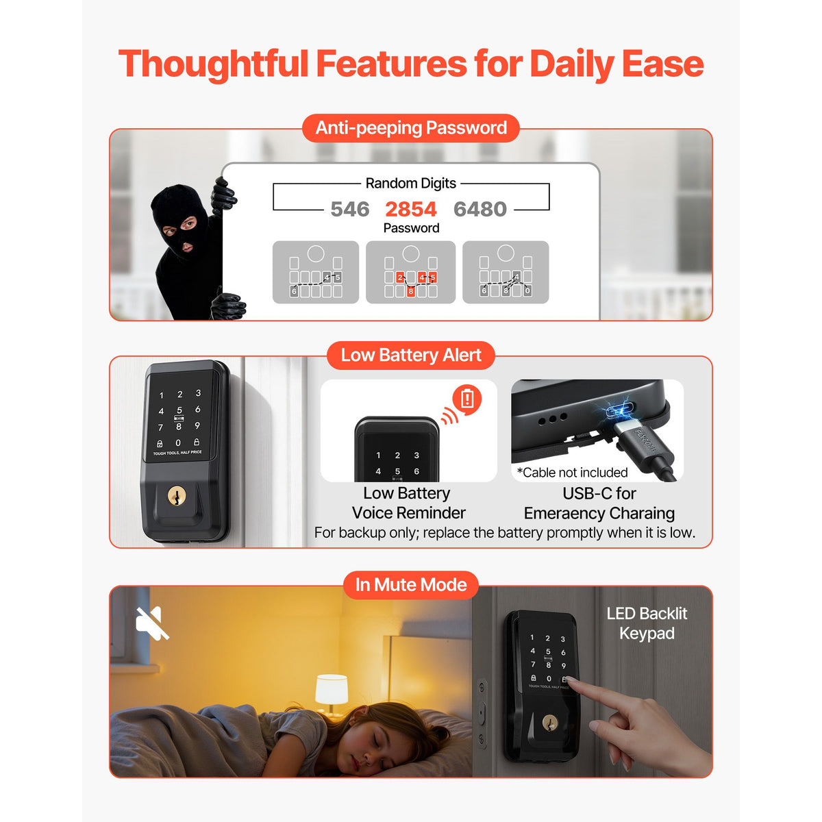 VEVOR Keyless Touchpad Deadbolt with IC Card