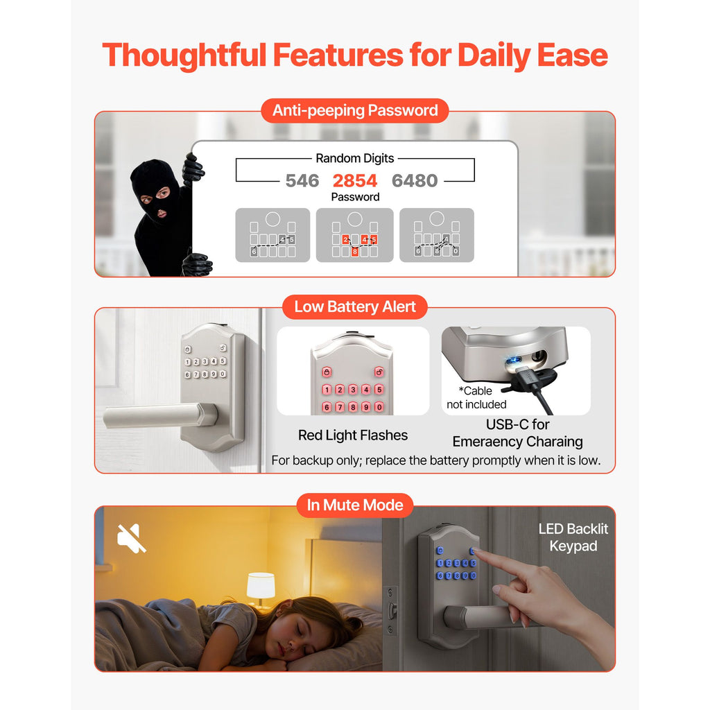 Keyless Entry Door Lock with Keypad and Auto-Lock