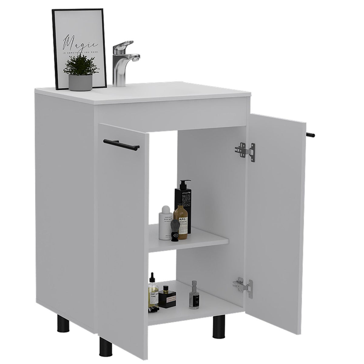 Khari Freestanding Bathroom Vanity with Double-Door Cabinet