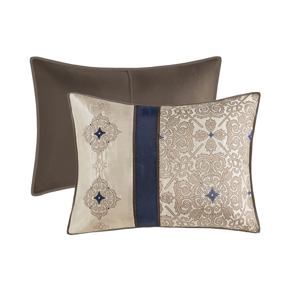 King 7-Piece Jacquard Comforter Set with Throw Pillows - Modern Vertical Stripe Design