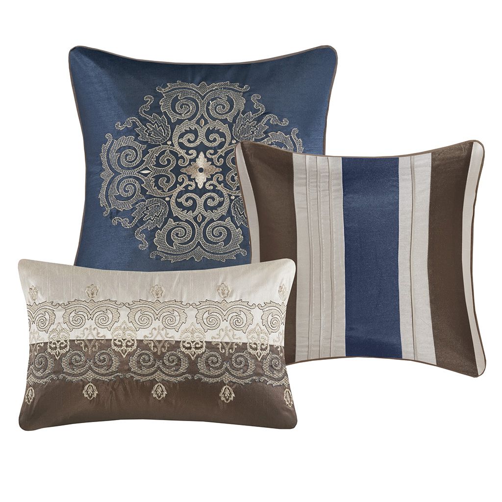 King 7-Piece Jacquard Comforter Set with Throw Pillows - Modern Vertical Stripe Design