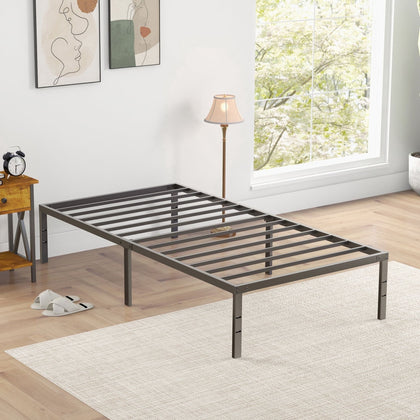 King Platform Bed Frame with Slatted Support and Underbed Storage