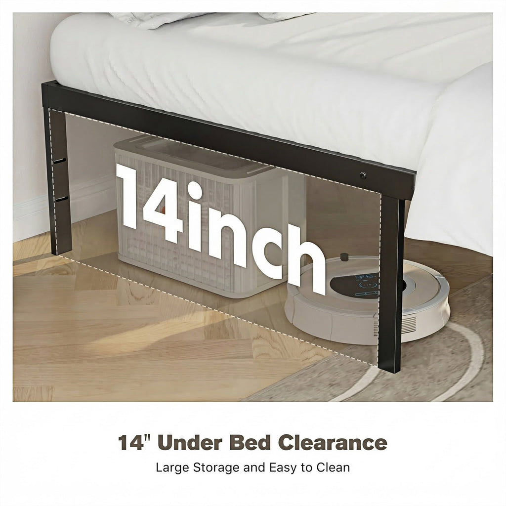 King Platform Bed with Open Underbed Storage