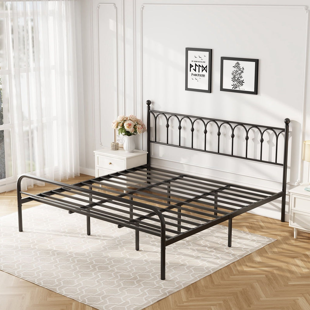 Classic King Platform Bed with Headboard and Under-Bed Storage