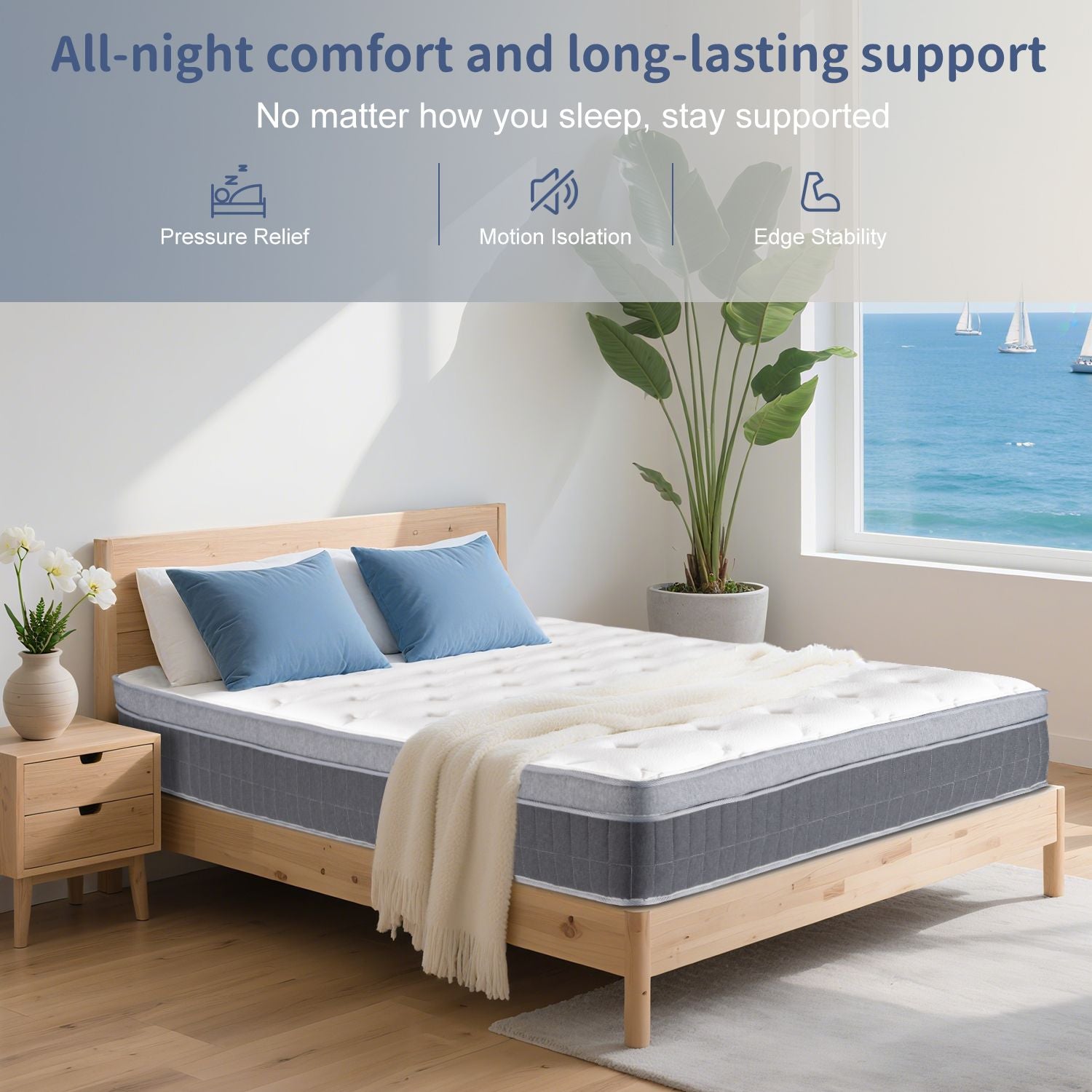 King Size Hybrid Mattress: Memory Foam & Pocketed Coils for Restful Sleep