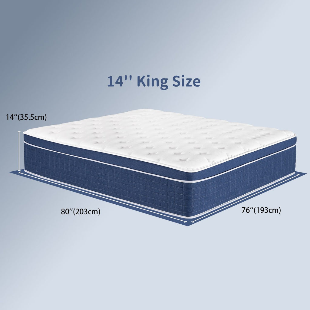 King Size Memory Foam Hybrid Mattress 14 Medium Firm with Pocketed Springs and Edge Support