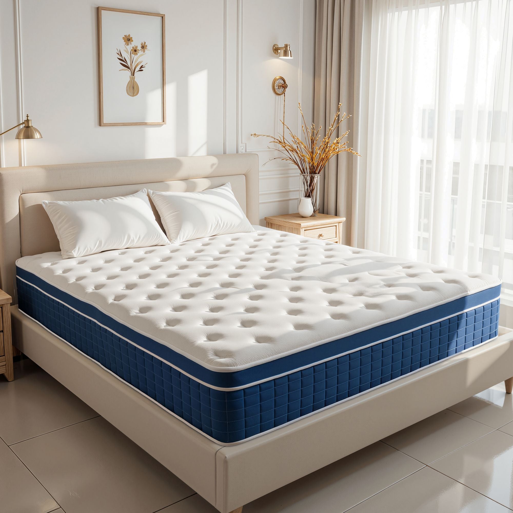 King Size Memory Foam Hybrid Mattress 14 Medium Firm with Pocketed Springs and Edge Support