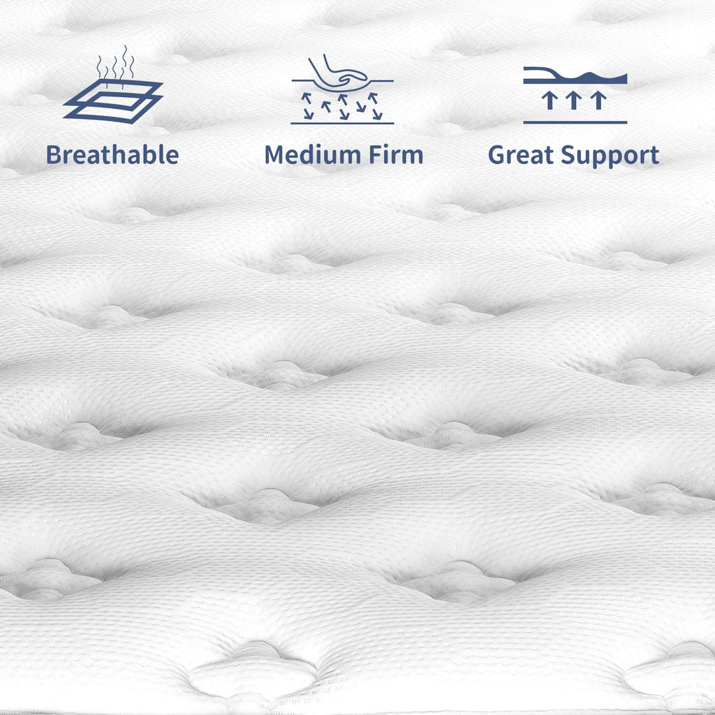 King Size Hybrid Mattress: Memory Foam & Pocketed Coils for Restful Sleep