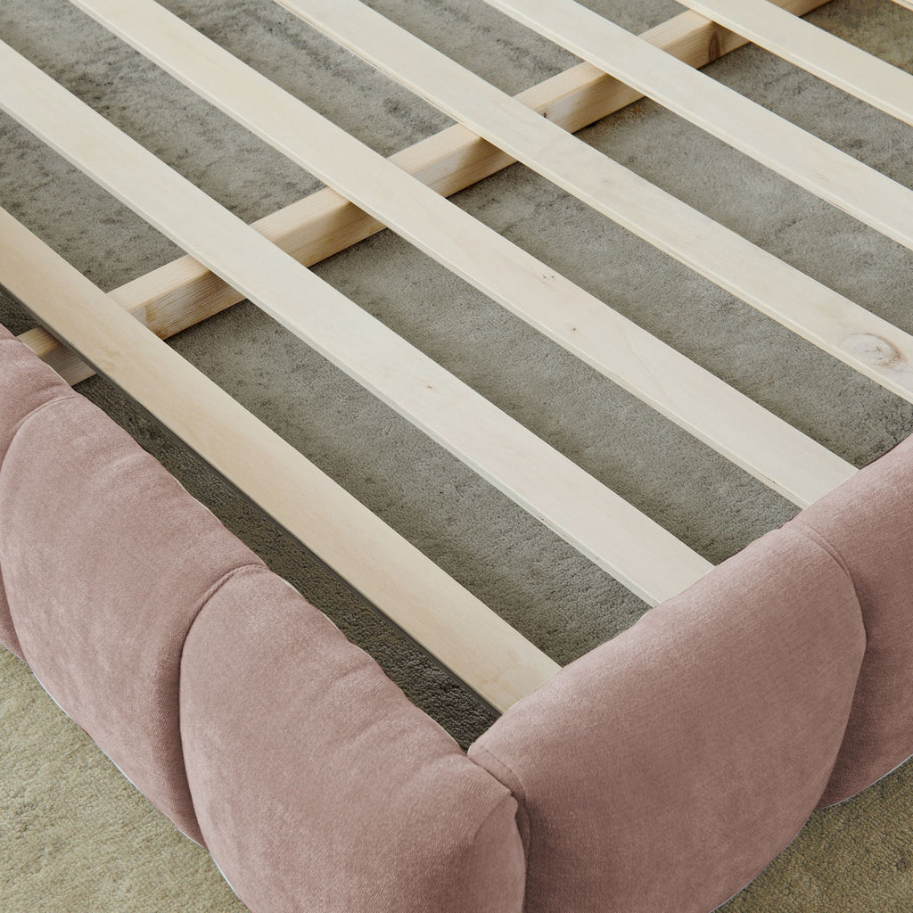 Grounded King Platform Bed with Upholstered Headboard