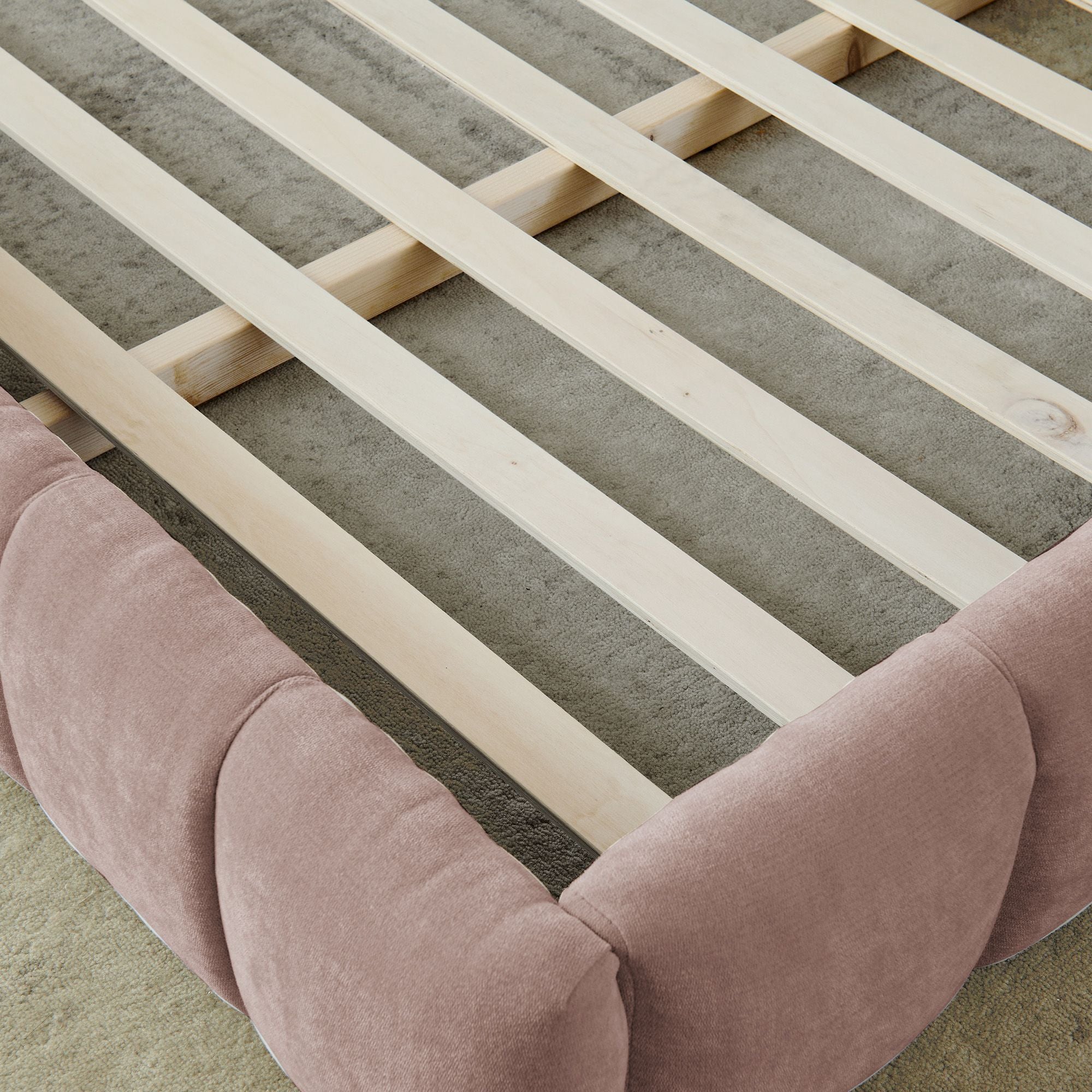 Grounded King Platform Bed with Upholstered Headboard