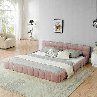 Grounded King Platform Bed with Upholstered Headboard