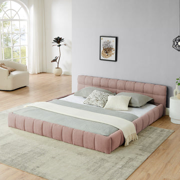 Grounded King Platform Bed with Upholstered Headboard